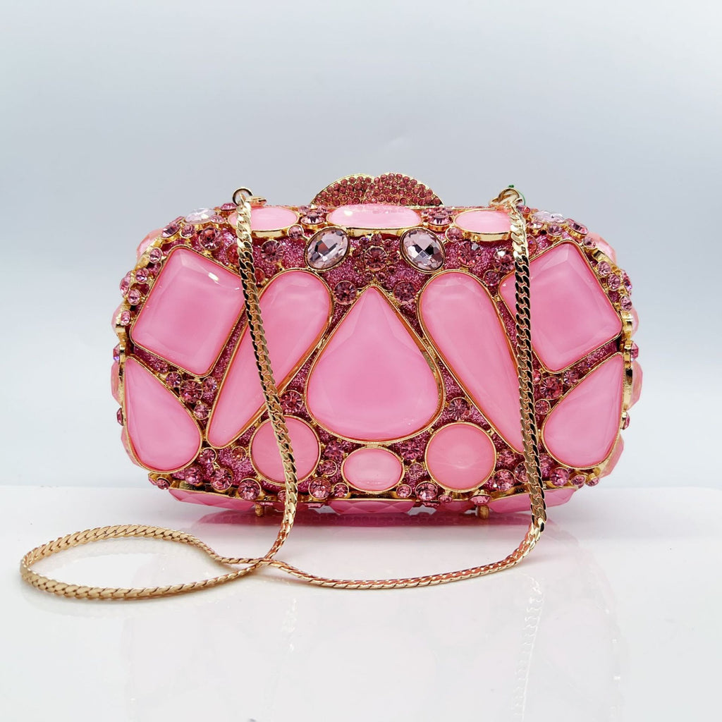 Diamond-Encrusted Evening Clutch Bag - Luxury Crystal Glass Drop Handbag for Women