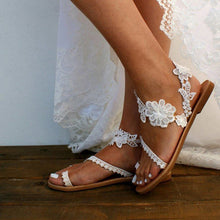 Load image into Gallery viewer, Women's Bohemian Lace Flat Sandals | Ankle Strap Flower Beach Shoes