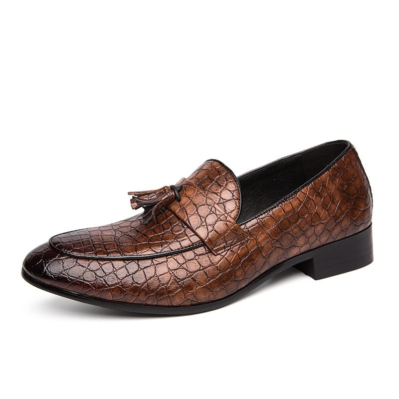Men's Pointed-Toe Tassel Dress Shoes | Lace-Up Synthetic Leather Oxfords