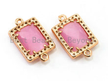 Load image into Gallery viewer, Rectangle Bezel Connector Faceted Cat's Eye Stone, sku#A83