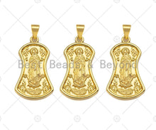 Load image into Gallery viewer, 18K Dainty Gold Virgin Mary On Shield Shape Pendant/Charm,Dianty Gold Medallion Charm, Necklace Bracelet Charm Pendant,16x27mm, Sku#LK225