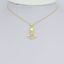 Load image into Gallery viewer, CZ Gold Skull On Anchor Charm Pendant, Sku#LK1167