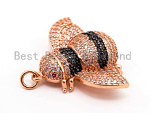 Load image into Gallery viewer, BEE Inspired Pendant, CZ Micro Pave insect Inspired pendant, Cubic Zirconia Focal Pendant,Gold/Rose Gold/Silver/Black,26x33x7mm,SKU#F453