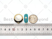 Load image into Gallery viewer, Pave Baguette CZ Colorful Enamel Adjustable Ring,Sku#X241