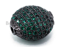 Load image into Gallery viewer, Colored CZ Micro Pave Flat Oval Spacer Beads for Bracelet/Necklace, Bracelet Necklace Spacer Beads, 14x9mm, sku#G282