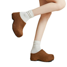 Load image into Gallery viewer, Women's Retro Chunky Sole Closed Toe Mules - Suede Platform Slip-On Shoes