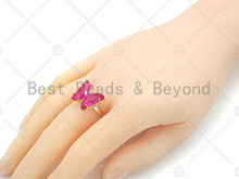 Load image into Gallery viewer, Colorful Glass Butterfly Shape Adjustable Ring, Sku#LD87