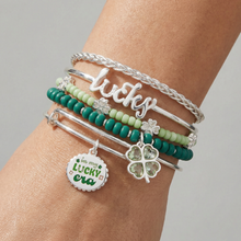 Load image into Gallery viewer, Lucky Four-Leaf Clover Bangle Set of 5