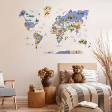 Load image into Gallery viewer, Animal World Map Indigo