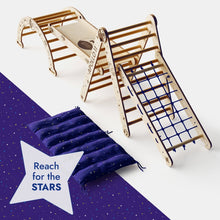 Load image into Gallery viewer, Apollo 5in1 Climbing Set:  Pikler Triangle, Net, Arch, Slide Board, and Cushion for Little Astronauts