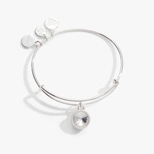 Load image into Gallery viewer, April Clear Crystal Birthstone Charm Bangle