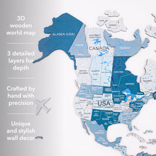 Load image into Gallery viewer, 3D Wooden World Map Aqua