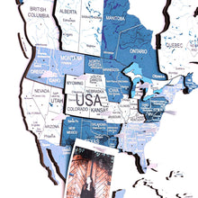 Load image into Gallery viewer, 3D Wooden World Map Aqua