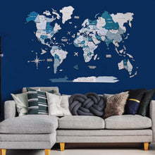 Load image into Gallery viewer, 3D Wooden World Map Aqua
