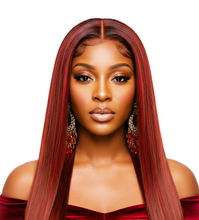 Load image into Gallery viewer, Dark Auburn Straight Human Hair 24' Lace Closure Wigs With Baby Hair
