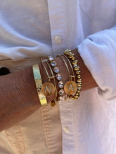 Load image into Gallery viewer, Initial N Pave Starburst Texture Bangle