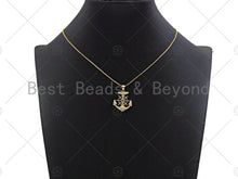 Load image into Gallery viewer, 18k Shiny Gold Boat Anchor Charms, Gold Anchor Charms, Anchor Pendant, Gold Pendant, Necklace Charms, 20x24mm, Sku#LK146