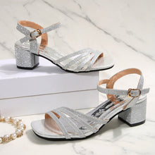 Load image into Gallery viewer, Women's Square Toe Chunky Heel Sandals - Fish Mouth Design PU Leather Summer Heels