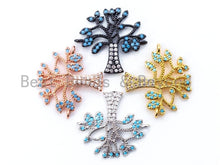 Load image into Gallery viewer, CZ Micro Pave Turquoise Lift Tree Connector, Cubic Zirconia Tree Spacer Connector/Charm for Necklace Bracelet, 21x23mm,sku#M58