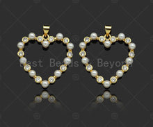 Load image into Gallery viewer, Gold Filled  Pearl Open Heart Shape Pendant,Necklace Bracelet Pendant,Sku#LD101