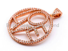 Load image into Gallery viewer, CZ Micro Pave Large LOVE Round Pendant with bail, 26x33mm, Cubic Zirconia Love Pave Pendant Beads, Pave Pendant, SKU#F199