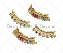 Load image into Gallery viewer, Rainbow CZ Star Bagette CZ Dangle Connector, Princess Cut Dangle,  Star Rectangle Shape Necklace Pendant, 13x36mm, sku#JL01