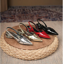 Load image into Gallery viewer, Women's Patent Leather Cutout High-Heel Sandals - Pointed Toe Slip-On Heels