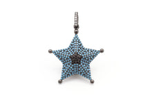 Load image into Gallery viewer, CZ Micro Pave 28x36mm Turquoise Star Pendant/Charm, Cubic Zirconia Pendant/Charm for Necklace Bracelet, Fashion Jewelry Findings, sku#F5