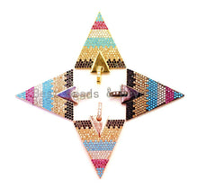 Load image into Gallery viewer, CZ Micro Pave Multi Color Triangle Pendant, Cubic Zirconia Necklace Focal Pendant, Rainbow CZ Pave Charm, 27x39mm, sku#F2