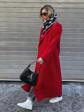 Load image into Gallery viewer, Extra-long Dark Red Wool Coat Womens Outerwear