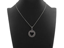 Load image into Gallery viewer, Antique Finish  CZ Micro Pave Hollow Out Heart Pendant, Silver Tone, 28x31mm,sku#F991C