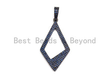 Load image into Gallery viewer, CZ Micro Pave Hollow out Rhombus Shape Pendant, Rhombus Frame Shape Pendant Charm, Earrings Necklace Bracelets Making Charm,20x45mm, sku #X4