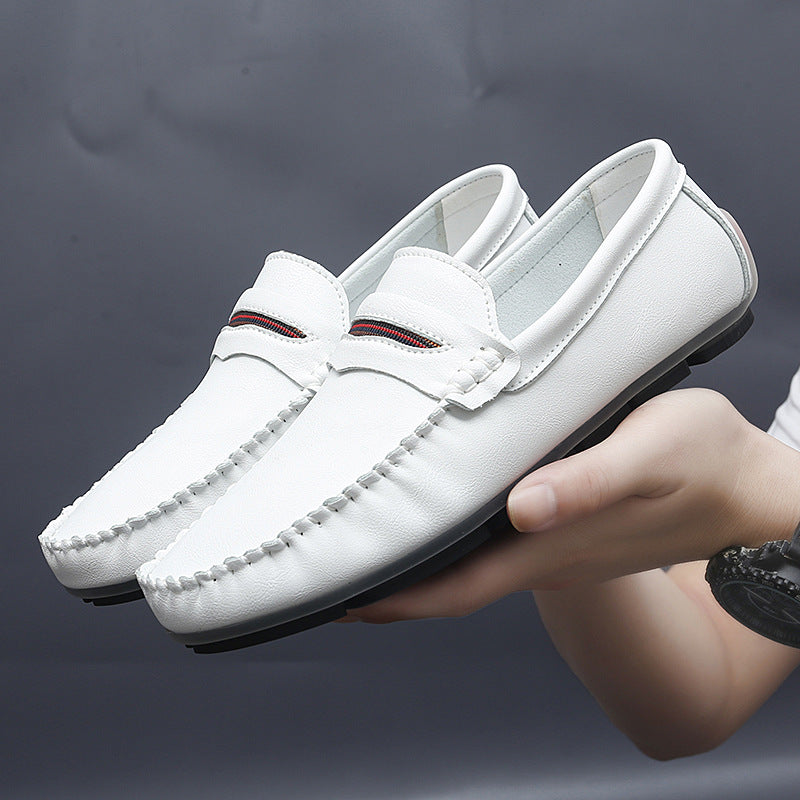 Men's Slip-On Casual Lightweight Shoes – Breathable PU Loafers | Black Khaki White Brown