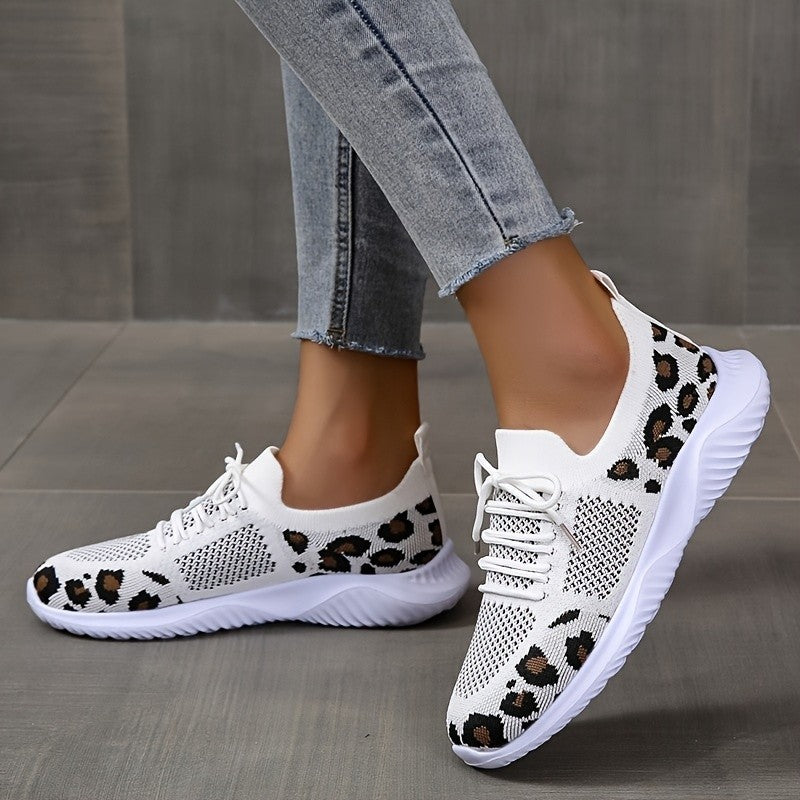 Leopard Print Lace-Up Sneakers