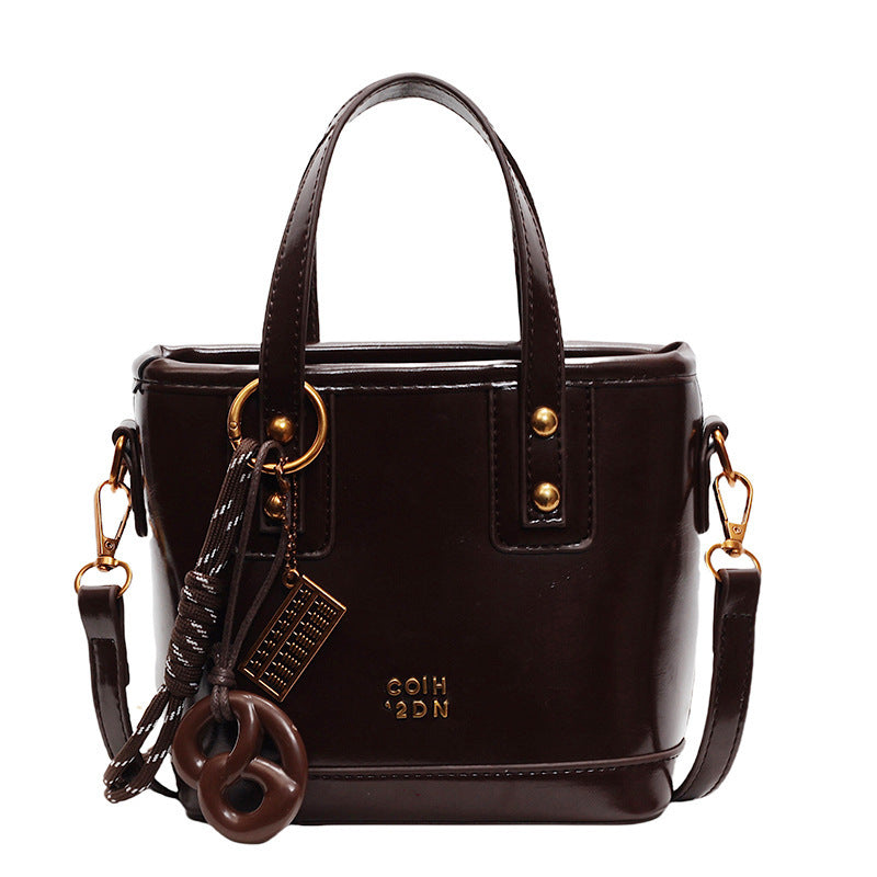 Women's Crossbody Bucket Bag - PU Leather Urban Minimalist Shoulder Bag with Adjustable Strap
