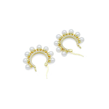 Load image into Gallery viewer, White Pearl CZ Around Hoop Earrings, Sku#A402