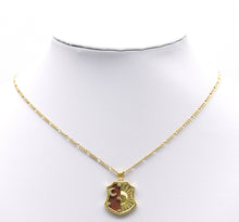 Load image into Gallery viewer, Gold CZ Moon Star Sun On Gemstone Shield Charm, Sku#LX99