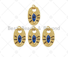 Load image into Gallery viewer, Cobalt Enamel Evil Eye On Oval Shape Pendant, 18K Gold Medallion Charm, Necklace Bracelet Charm Pendant, 25x16mm,Sku#L562