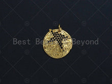 Load image into Gallery viewer, 18K Gold Medallion Round Coin with Black Pave Star Charm, Brass Medallion, Gold Coin Charm, 17mm, Sku#LK23