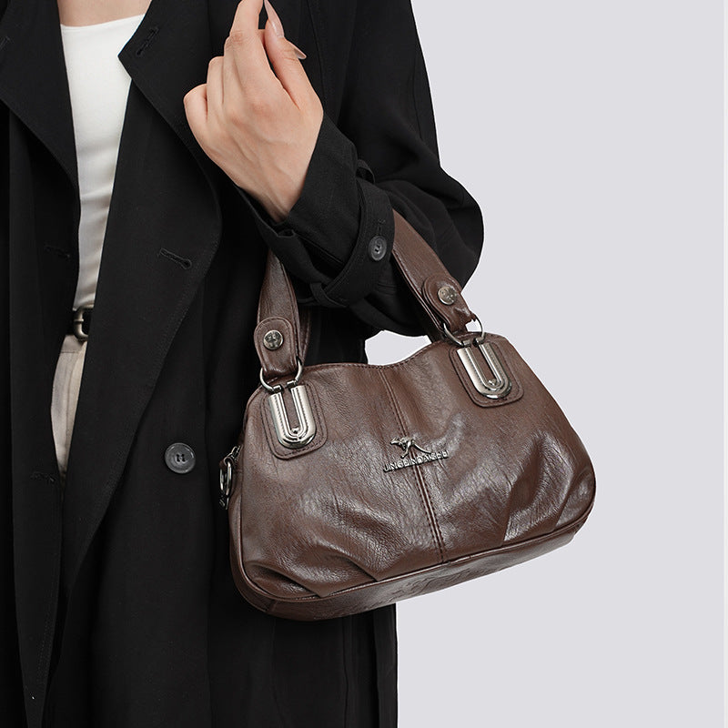 Women's Soft PU Leather Bucket Handbag – Retro European Style