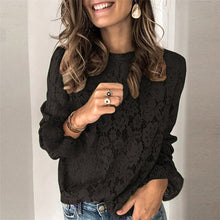 Load image into Gallery viewer, Women's Long-Sleeve Hollow Lace Splicing Top