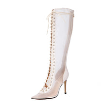 Load image into Gallery viewer, Women's Over-the-Knee Stiletto Sandals | Lace-Up High Heel Boots | Leopard Print &amp; Solid Colors