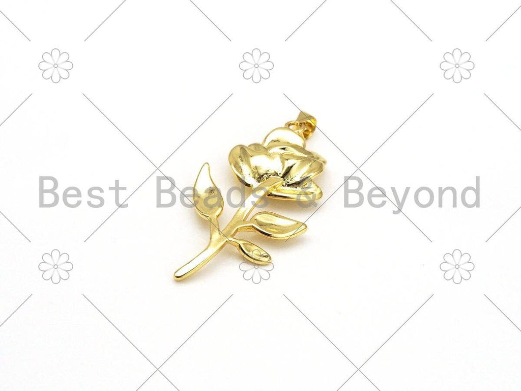 3D Rose Flower Shape Pendant, 18K Gold Filled Rose Flower Charm,Necklace Bracelet Charm Pendant ,21x40mm,Sku#LK424