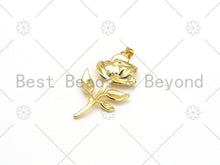 Load image into Gallery viewer, 3D Rose Flower Shape Pendant, 18K Gold Filled Rose Flower Charm,Necklace Bracelet Charm Pendant ,21x40mm,Sku#LK424