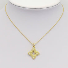 Load image into Gallery viewer, Clear CZ Gold Quatrefoil Flower Charm, Sku#LX366