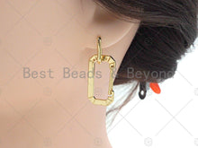 Load image into Gallery viewer, Rectangle Link Huggie Earring, Sku#O11