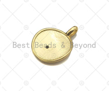 Load image into Gallery viewer, Black CZ Micro Pave Evil Eye On Round Coin Shape Charm, 18K Dainty Gold Medallion Charm, Necklace Bracelet Charm Pendant,14x19mm, Sku#LK252