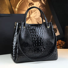Load image into Gallery viewer, Crocodile-Print Women's Shoulder Bag - Textured PU Leather Handbag with Metal Accents