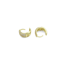 Load image into Gallery viewer, Gold Silver CZ Oval Shape Hoop Earrings, Sku#A474
