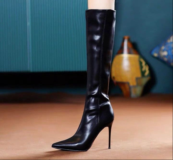 Women's Over-the-Knee Stiletto Boots – Pointed Toe Side Zipper Long Tube Fashion Boots